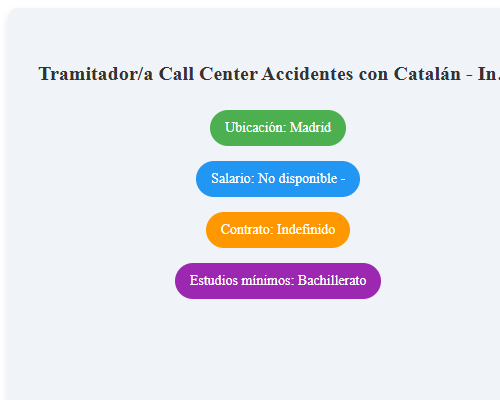 Tramitador/a Call Center Accidentes con Catalán - Indefinido