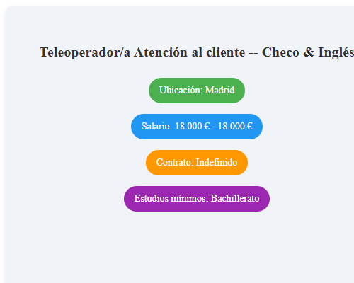 Teleoperador/a Atención al cliente -- Checo &amp; Inglés