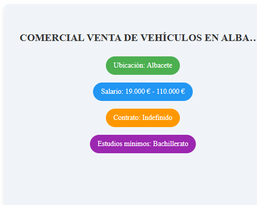 COMERCIAL VENTA DE VEHÍCULOS EN ALBACETE