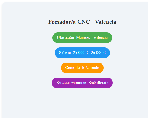 Fresador/a CNC - Valencia