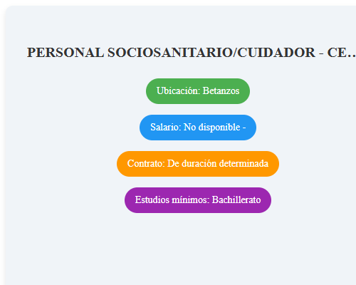 PERSONAL SOCIOSANITARIO/CUIDADOR - CENTRO RESIDENCIAL