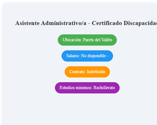 Asistente Administrativo/a - Certificado Discapacidad