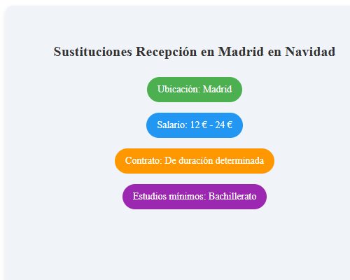 Sustituciones Recepción en Madrid en Navidad