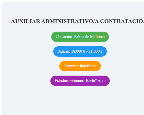 AUXILIAR ADMINISTRATIVO/A CONTRATACIÓN PALMA MALLORCA