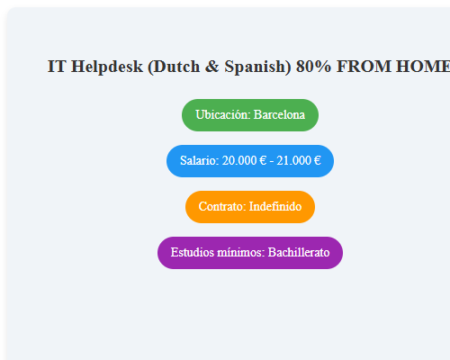 IT Helpdesk (Dutch &amp; Spanish) 80% FROM HOME