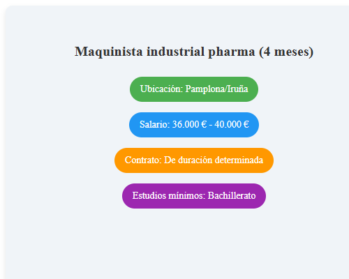 Maquinista industrial pharma (4 meses)