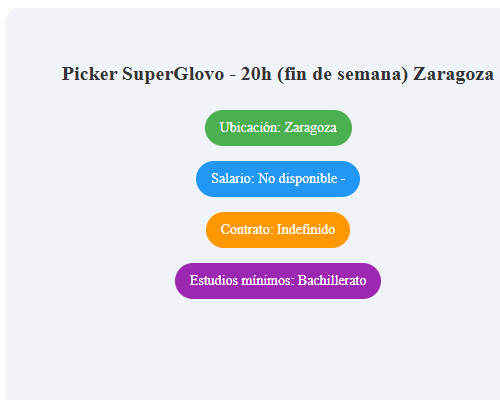 Picker SuperGlovo - 20h (fin de semana) Zaragoza