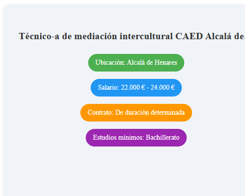 Técnico-a de mediación intercultural CAED Alcalá de Henares