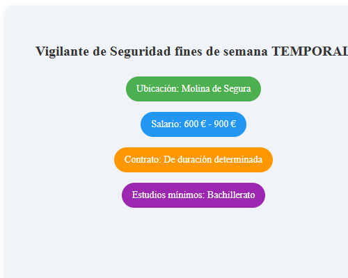 Vigilante de Seguridad fines de semana TEMPORAL