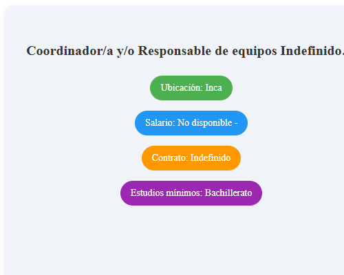 Coordinador/a y/o Responsable de equipos Indefinido  - Inca