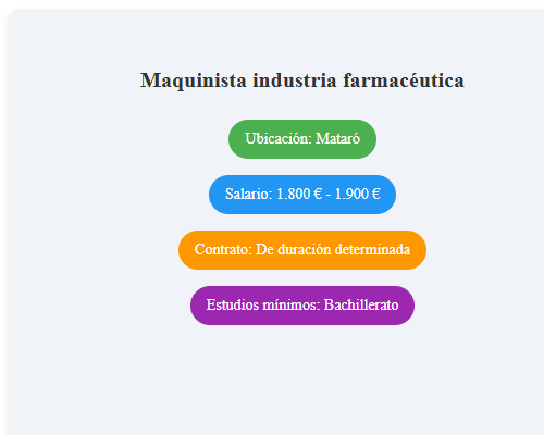 Maquinista industria farmacéutica