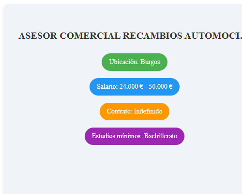 ASESOR COMERCIAL RECAMBIOS AUTOMOCION