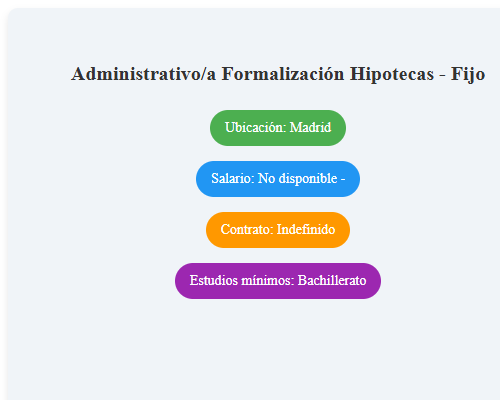 Administrativo/a Formalización Hipotecas - Fijo