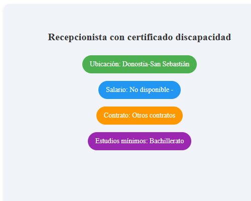 Recepcionista con certificado discapacidad