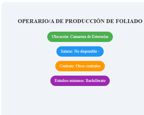 OPERARIO/A  DE PRODUCCIÓN DE FOLIADO