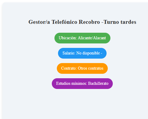 Gestor/a Telefónico Recobro -Turno tardes