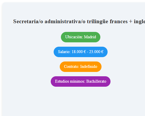 Secretaria/o administrativa/o trilingüe frances + ingles