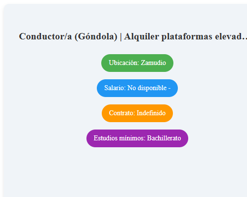 Conductor/a (Góndola) | Alquiler plataformas elevadoras y carretillas