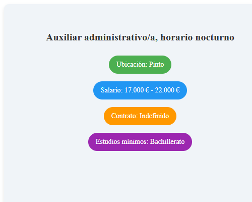 Auxiliar administrativo/a, horario nocturno