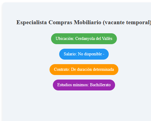 Especialista Compras Mobiliario (vacante temporal)