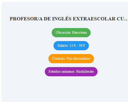 PROFESOR/A DE INGLÉS EXTRAESCOLAR CURSO 24-25