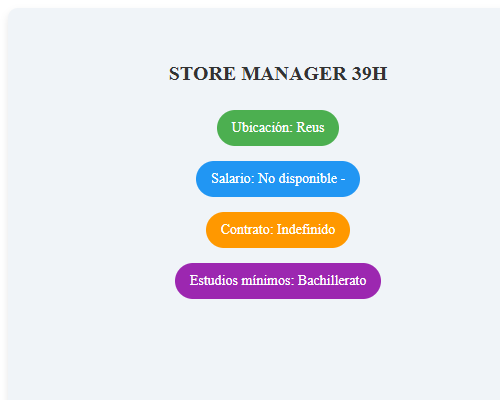 STORE MANAGER 39H