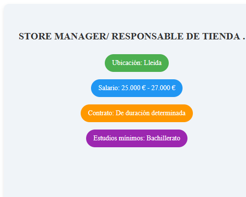 STORE MANAGER/ RESPONSABLE DE TIENDA (INTERINIDAD)