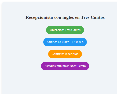 Recepcionista con inglés en Tres Cantos