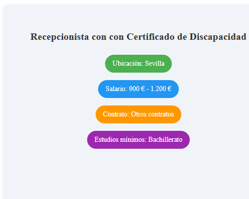Recepcionista con con Certificado de Discapacidad