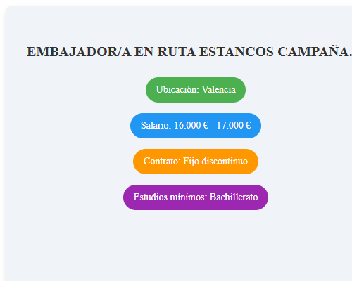 EMBAJADOR/A EN RUTA ESTANCOS CAMPAÑA VALENCIA