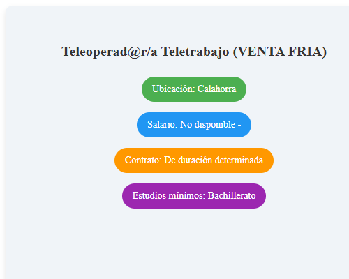 Teleoperad@r/a Teletrabajo (VENTA FRIA)