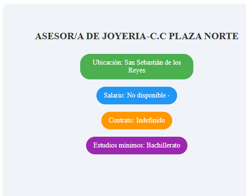 ASESOR/A DE JOYERIA-C.C PLAZA NORTE