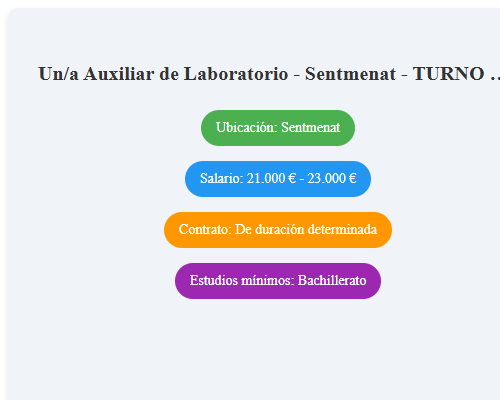 Un/a Auxiliar de Laboratorio - Sentmenat - TURNO FIJO TARDE