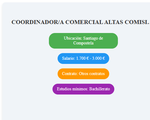 COORDINADOR/A COMERCIAL ALTAS COMISIONES -SANTIAGO DE COMPOSTELA