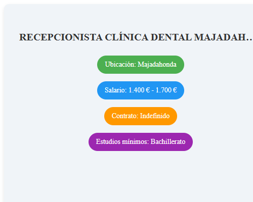 RECEPCIONISTA CLÍNICA DENTAL MAJADAHONDA