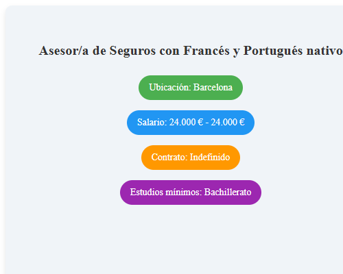 Asesor/a de Seguros con Francés y Portugués nativo