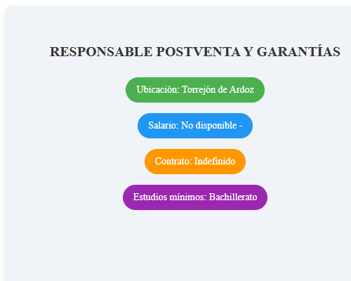 RESPONSABLE POSTVENTA Y GARANTÍAS
