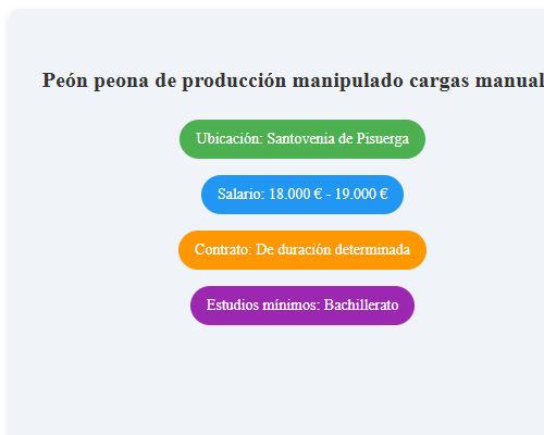 Peón peona de producción manipulado cargas manuales