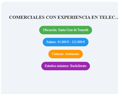 COMERCIALES CON EXPERIENCIA EN TELECOMUNICACIONES