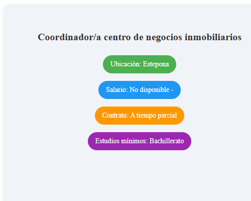 Coordinador/a centro de negocios inmobiliarios