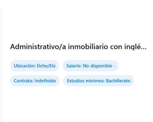 Administrativo/a inmobiliario con inglés turnos tardes