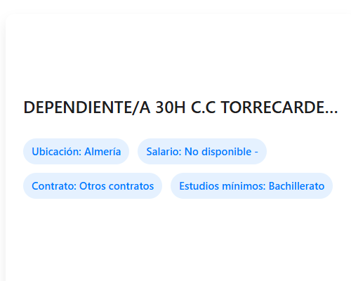 DEPENDIENTE/A 30H C.C TORRECARDENAS