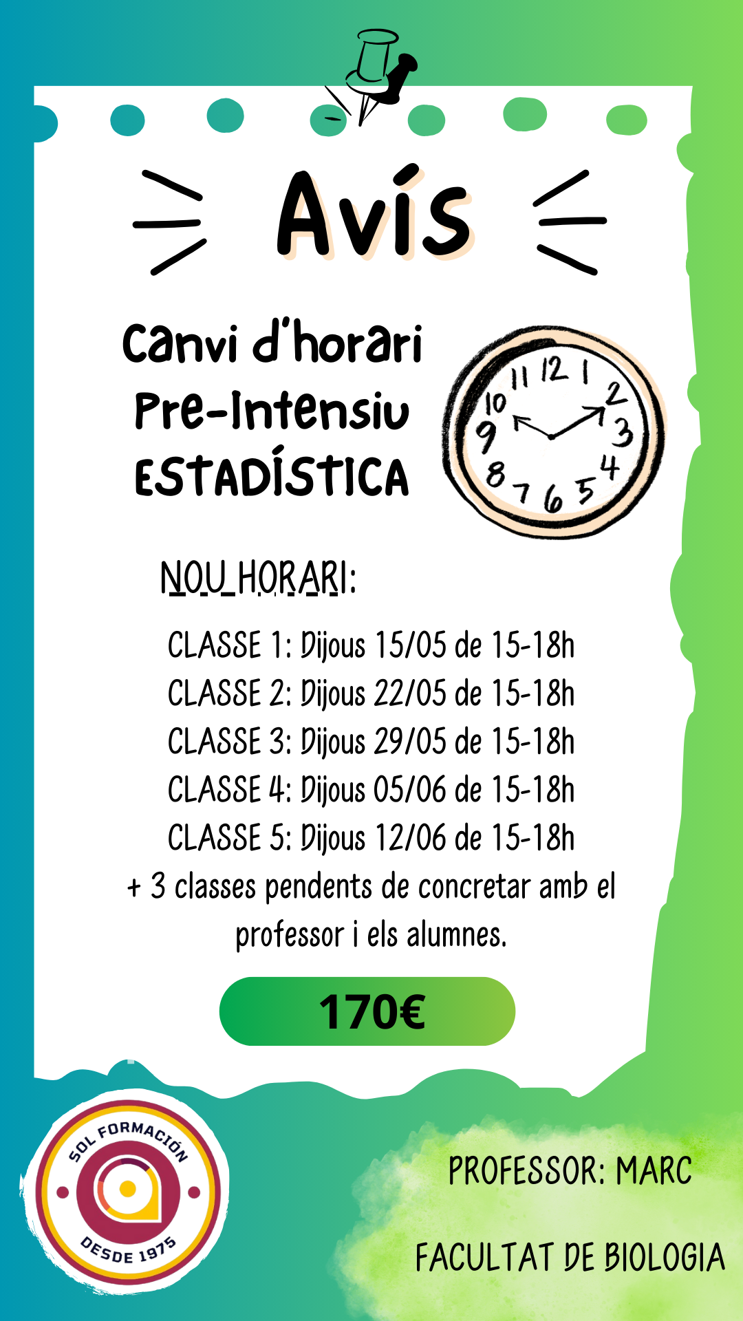 Canvi horari PREIntensiu Final Estadística SOL