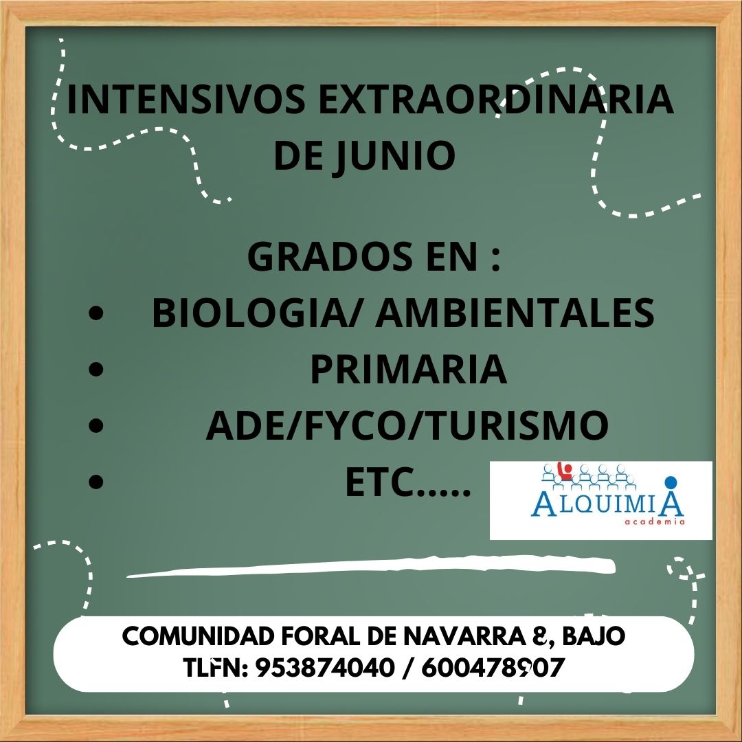 CURSOS INTENSIVOS CONVOCATORIA EXTRAORDINARIA DE JUNIO