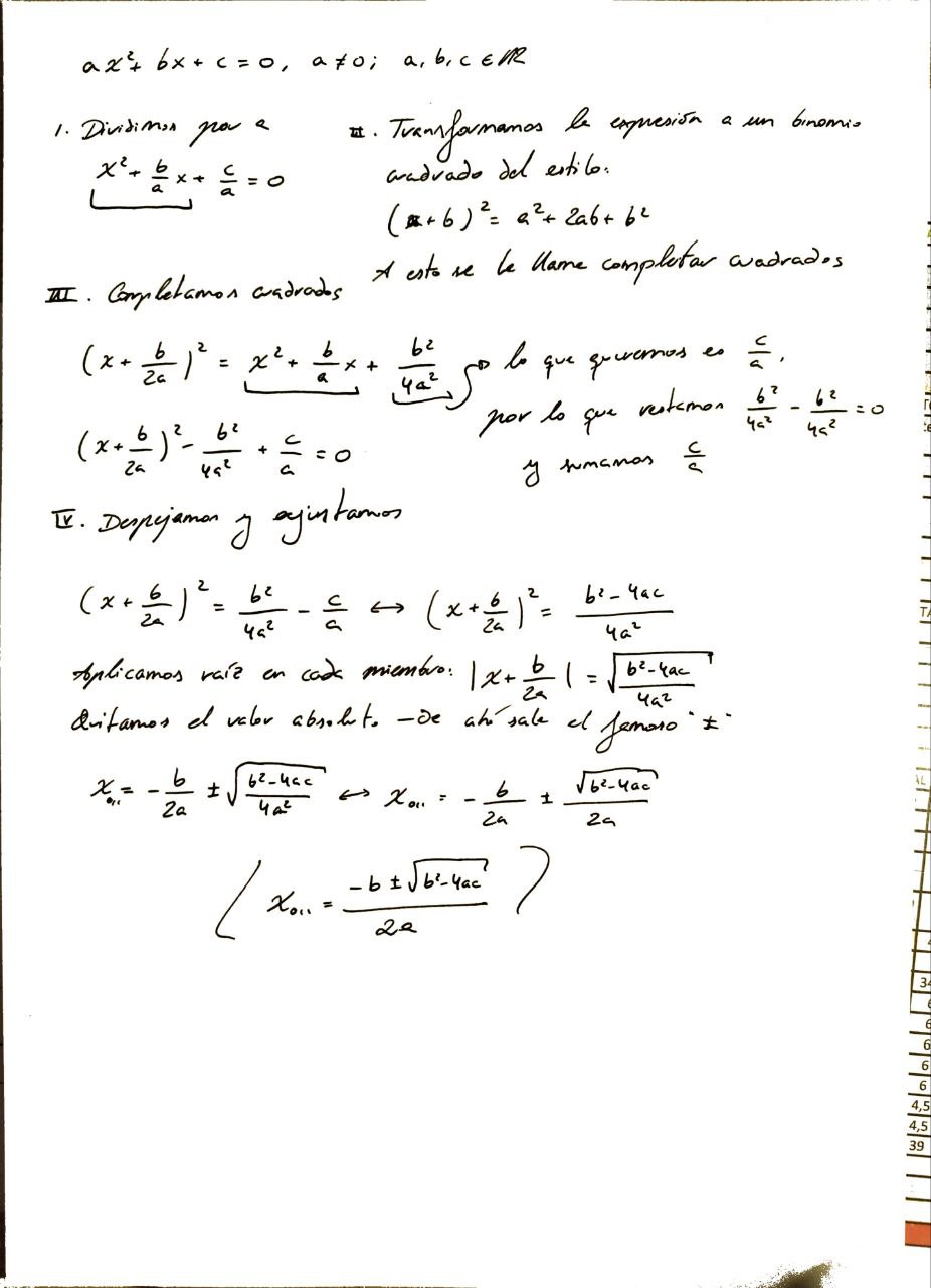 Demostración de la fórmula cuadrática