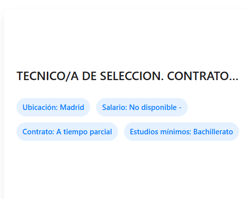 TECNICO/A DE SELECCION. CONTRATO EVENTUAL. MEDIA JORNADA TURNO DE MAÑANA