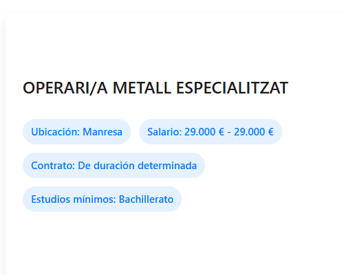 OPERARI/A METALL ESPECIALITZAT