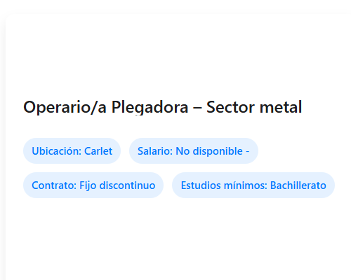 Operario/a Plegadora – Sector metal
