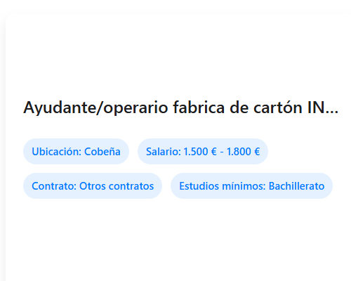 Ayudante/operario fabrica de cartón INCORPORACION INMEDIATA