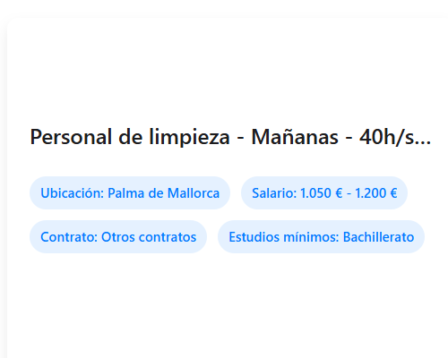 Personal de limpieza - Mañanas - 40h/semanales - Palma de Mallorca (Islas baleares) (1 mes)